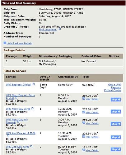 UPS Shipping pricing page | Shows how much it would cost for… | Flickr