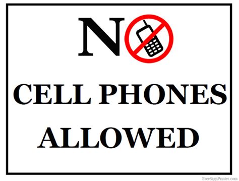 Printable No Cell Phones Allowed Sign