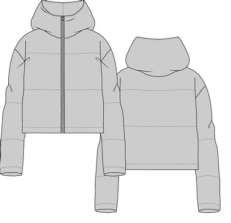 Puffer Jacket Fashion Flat Technical Drawing Download - Etsy New Zealand