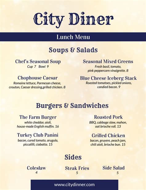 City Diner Menu Template | MyCreativeShop