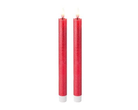 LED Battery Operated Wax 3D Red Taper Candles