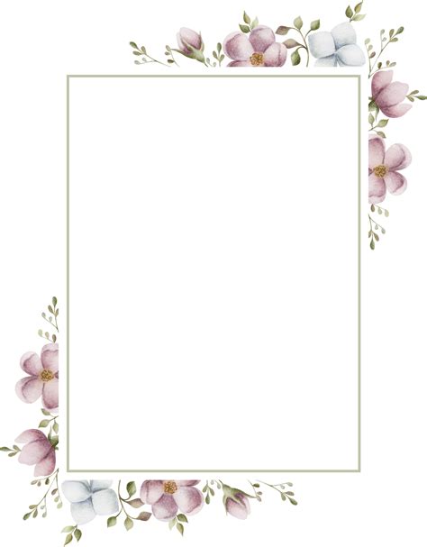 Rectangle watercolor frame of pink flowers. Hand-painted vertical or horizontal frame with ...