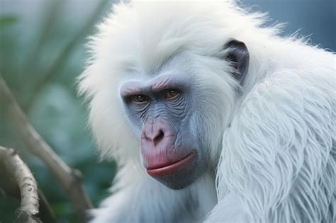 Premium AI Image | Albino monkey Portrait of a rare animal primate outdoors