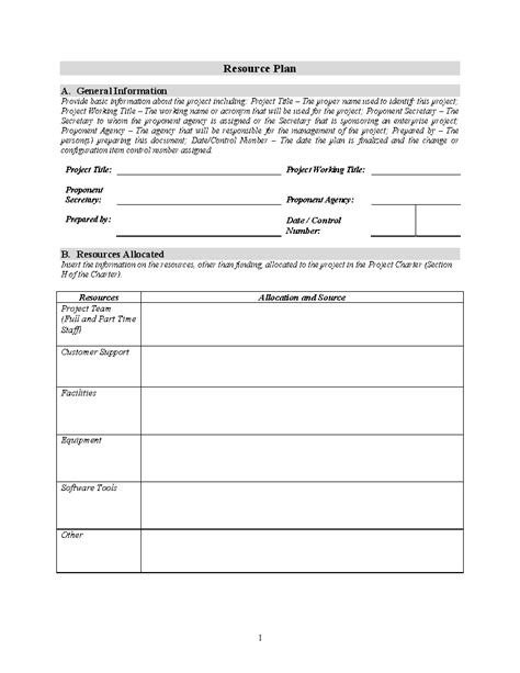 Word Template: Resource Plan Template (5-page Word document) - FlevyPro ...