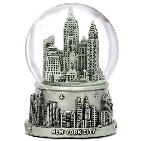 Medium Silver New York City Skyline Snow Globe