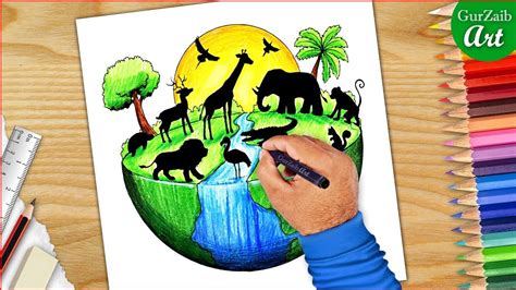 Save Wildlife Drawing: Protect Forests on World Wildlife Day