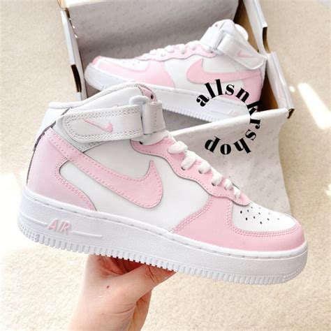 Baby pink nike air force 1 mid | Etsy