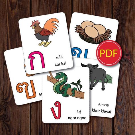 44 Thai Letters Flash Card With Picture Learning Thai - Etsy | Flashcards, Letter flashcards ...