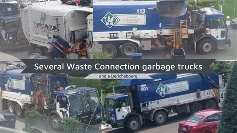 Several Waste Connections garbage trucks in action - YouTube