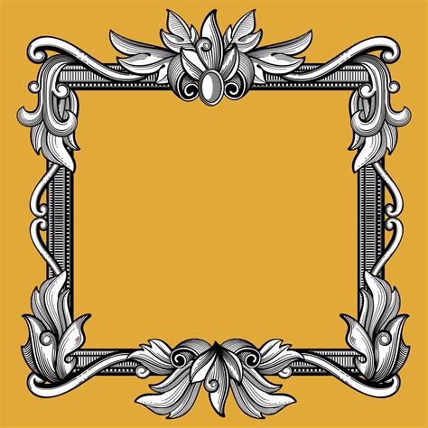 Decorative victorian, vintage baroque art engraved vector frame By Microvector | TheHungryJPEG