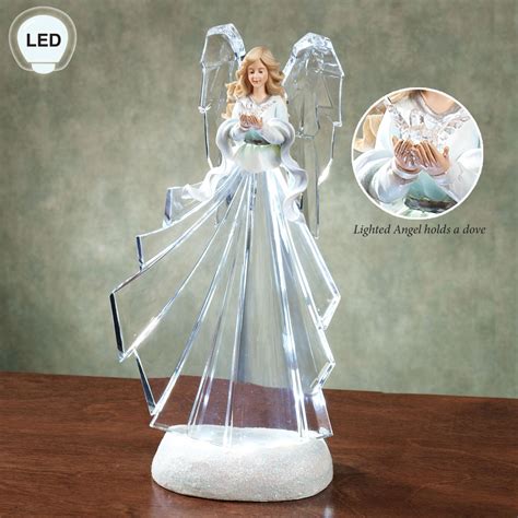 LED Lighted Angel with Dove Figurine by Roman | Angel figurines, Resin ...