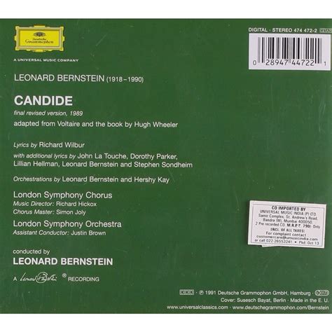 Candide 1989 / bernstein by Bernstein, Leonard, CD x 2 with melomaan ...