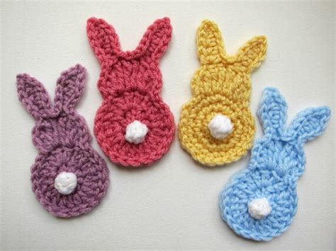 Items similar to 1pc 4,3/4" Crochet BUNNY TAIL Applique on Etsy