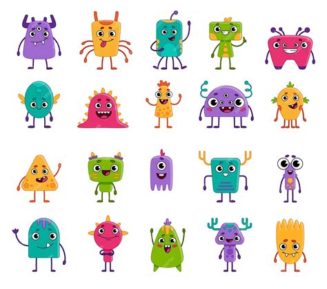 Premium Vector | Large set of cute cartoon monsters and aliens. Children's characters for games ...