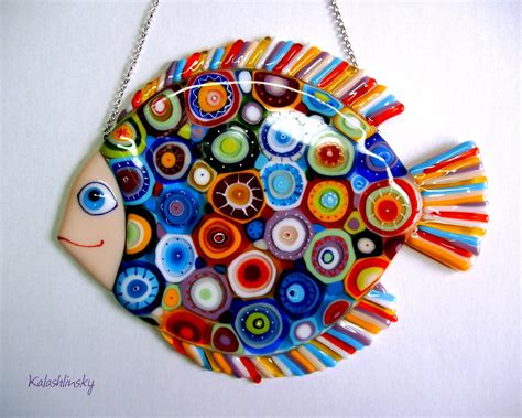 Abstract Fused Glass Art Panel Colorful Artwork Cosmic Fish - Etsy New ...