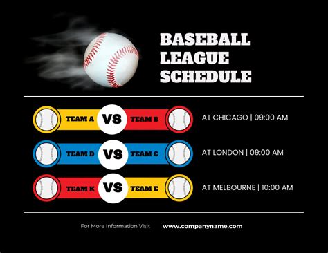 Black Simple Baseball League Schedule Template - Venngage