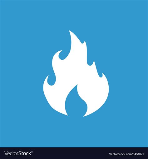 Fire icon white on the blue background Royalty Free Vector