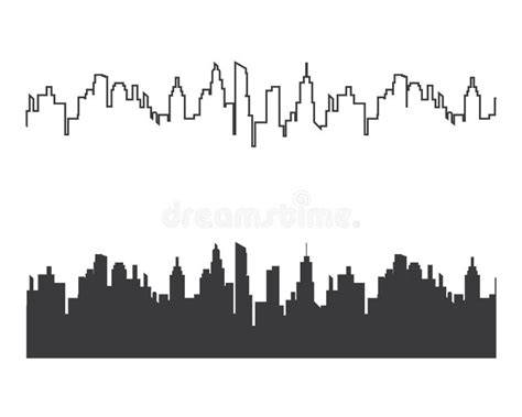 City Skyline Vector Silhouette Stock Vector - Illustration of office ...