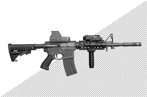 Premium PSD | Side view of automatic rifle isolated on white background ...