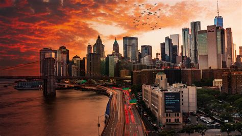 1920x1080 Sunset Over Manhattan Bridge Laptop Full HD 1080P ,HD 4k Wallpapers,Images,Backgrounds ...