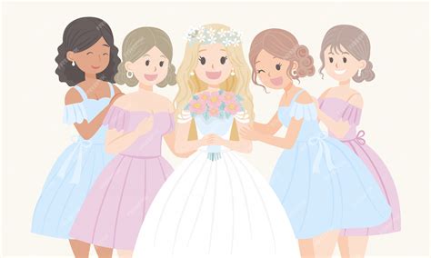 Premium Vector | Woman cartoon character bridesmaid wedding