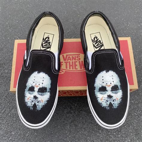 Friday the 13th Jason Custom Vans Slip On Sneakers | Slip on shoes ...