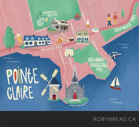 Illustrated Map of Pointe Claire, Quebec | Illustrated map, Edgewater park, Illustration