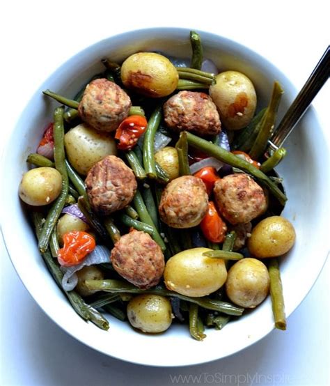 Meatballs with Roasted Vegetables - A quick, healthy lunch or dinner using all natural, pre ...