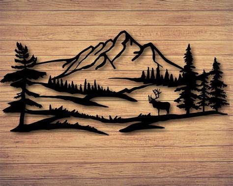 Metal Wall Art Mountains Mountains Wall Art Scandinavian | Etsy Wood ...