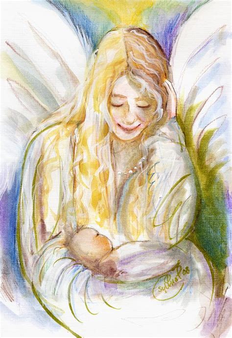 Guardian Angel With Baby Painting by Sylvia Pimental