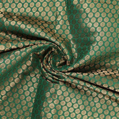 Dark Green Brocade Art Silk Fabric by the Yard Indian Brocade - Etsy UK