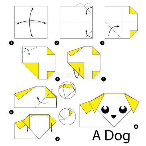 Step By Step Instructions How To Make Origami A Dog. Stock Vector ...