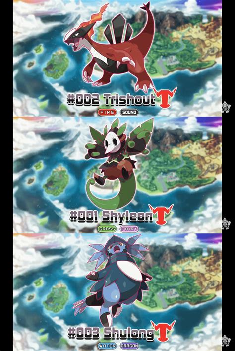 Here's the starters from the new fangame Pokemon Xenoverse. They do not evolve normally, but ...