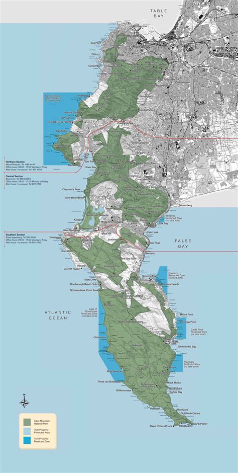 Table Mountain National Park Map - Capetown South Africa • mappery