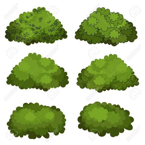 Set of green bushes vector#bushes #green #set #vector | Landskab, Tegning, Tegn