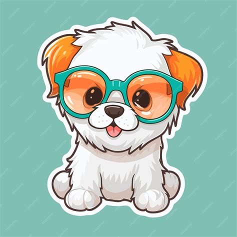 Premium Vector | A cartoon dog wearing glasses with a picture of a dog wearing glasses.