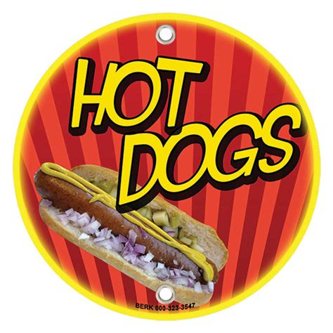 12" Round Concession Stand Sign with Hot Dog Design - 2/Pack