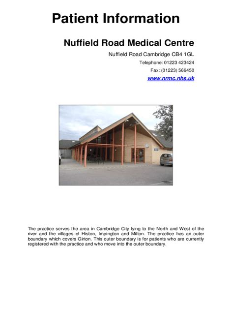 Fillable Online Nuffield Road Medical Centre: Homepage Fax Email Print - pdfFiller