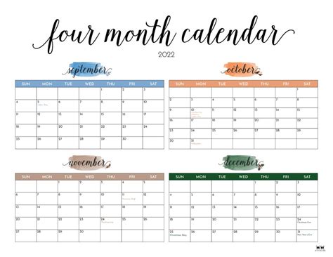 2022 4 month calendars 20 free printables – Artofit