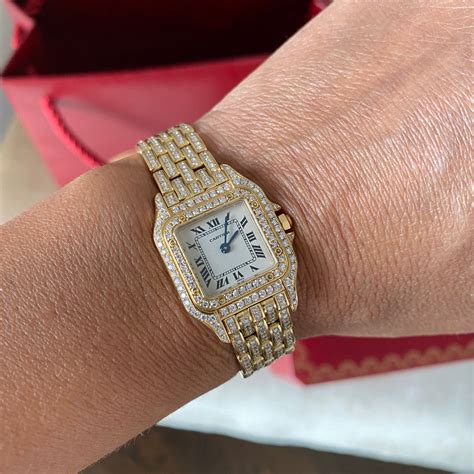 Cartier 18K Yellow Gold Mini 22mm Panthere Ladies Diamond Watch – I MISS YOU VINTAGE