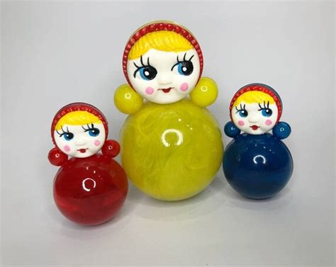 Vintage Russian Weeble Wobble Toy Set of 3 Big Small Roly Poly - Etsy