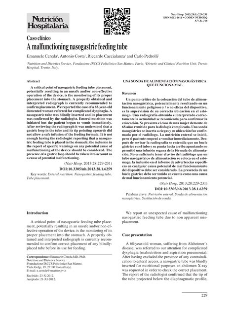 (PDF) A malfunctioning nasogastric feeding tube