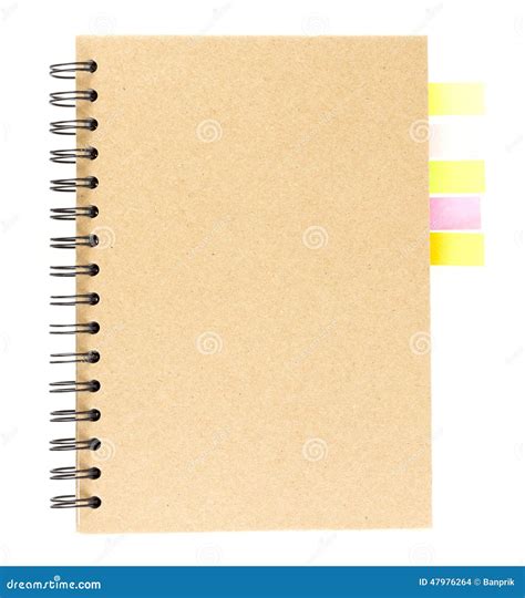 Cover of Spiral Notebook on White with Colorful Note Paper Stock Photo ...