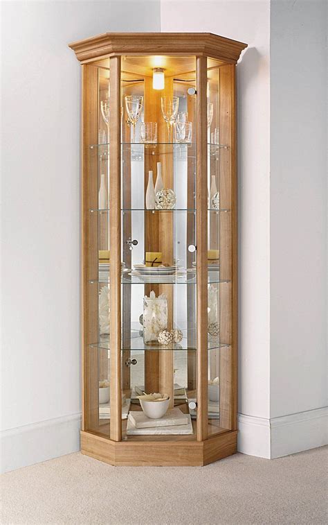 Home corner cabinet with pelmet glass display case oak dark oak or ...