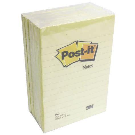 Post-It Large Format Notes Yellow Ruled 152 x 102mm Pack | 660