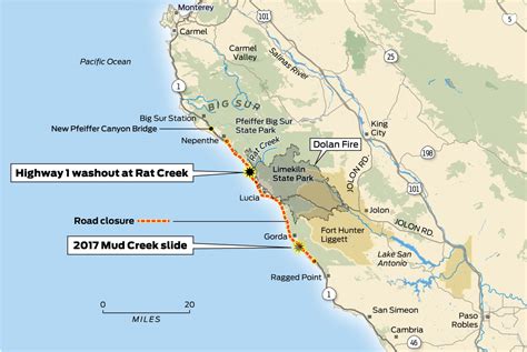 Map: See the part of Highway 1 near Big Sur that fell into the ocean