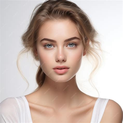 Beauty Woman face Portrait Beautiful Spa model Girl with Perfect Fresh Clean Skin generated by ...