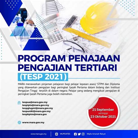 TESP MARA 2021: Permohonan Program Penajaan Pengajian Tertiari