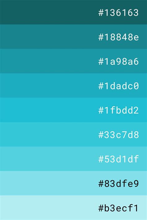 Cyan color palette | Hex color palette, Color palette bright, Color ...