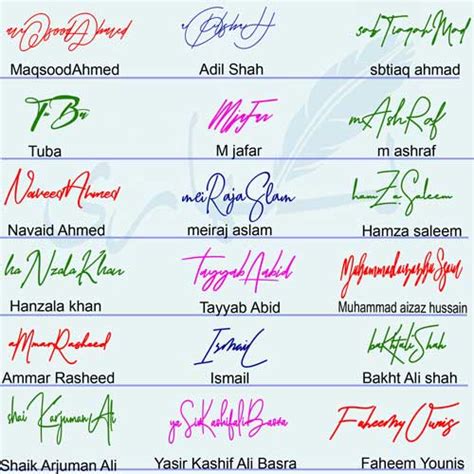 Different Signature Styles - Likhaari Signatures